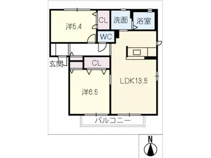 名鉄常滑線 寺本駅 徒歩28分 2階建 築23年(2LDK/2階)の間取り写真