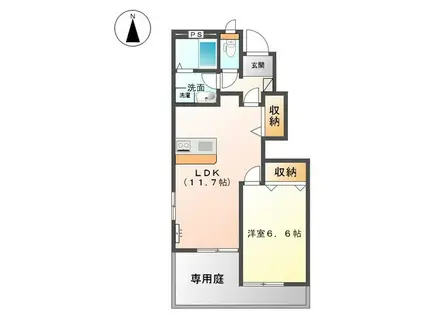 プロニティKS(1LDK/1階)の間取り写真