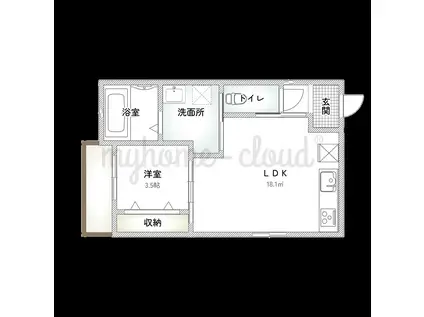 岩伸リバーコート住吉(1LDK/2階)の間取り写真