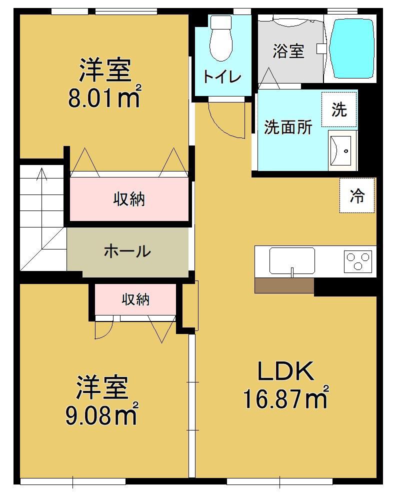 エターナルA棟(2LDK/2階)の間取り写真