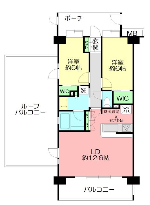 プレシス本厚木レジデンス(2LDK/9階)の間取り写真