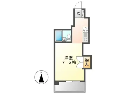 コーポ伊勢山(ワンルーム/6階)の間取り写真
