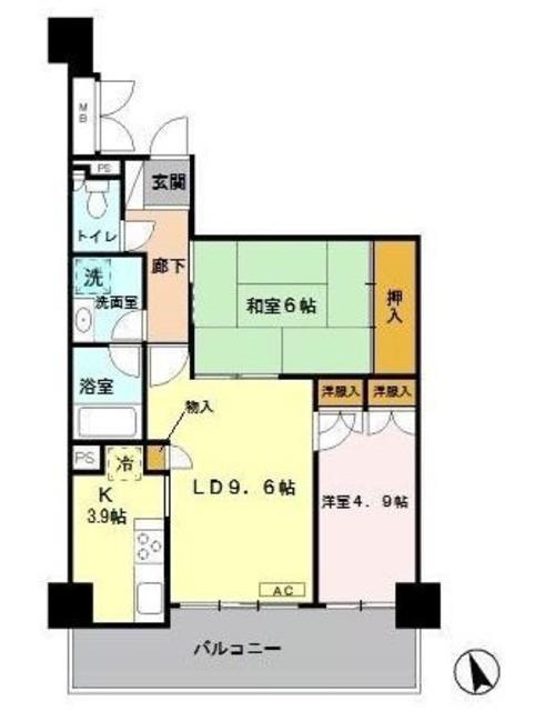 グランデュオ南街区(2LDK/3階)の間取り写真