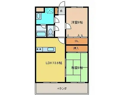 レジデンス山ノ内(2LDK/1階)の間取り写真