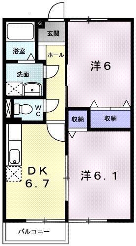 メゾン掛樋(2DK/1階)の間取り写真