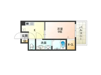 スプリング・ウエスト(1DK/4階)の間取り写真