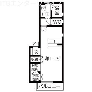 LAPIS LAZULI D(ワンルーム/1階)の間取り写真