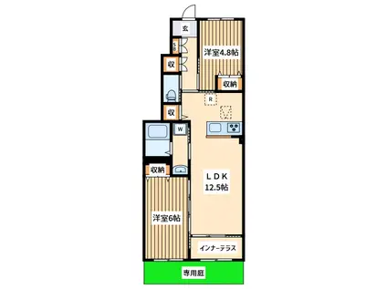 つくばエクスプレス 柏の葉キャンパス駅 徒歩18分 2階建 新築(2LDK/1階)の間取り写真