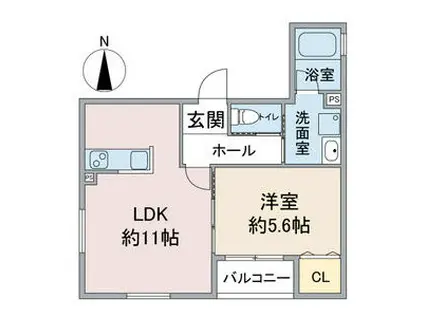 LIBRE COURT 志賀本通(1LDK/2階)の間取り写真