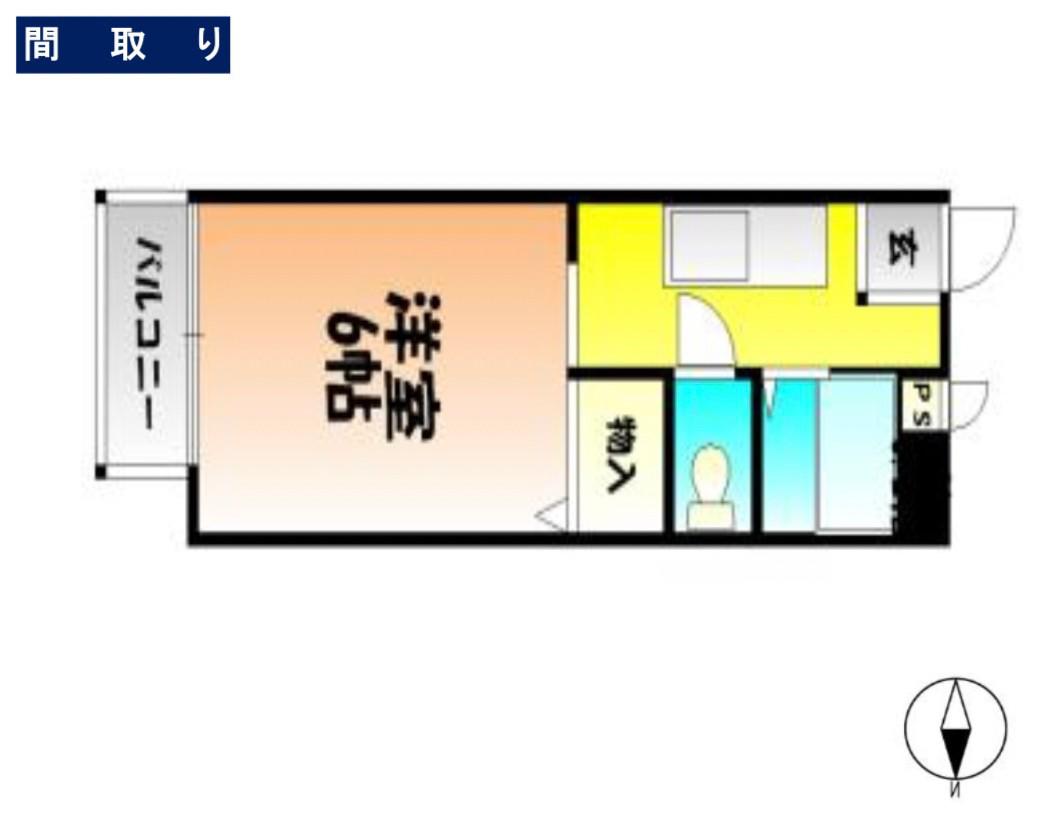 ビーライン青江C棟(1K/2階)の間取り写真