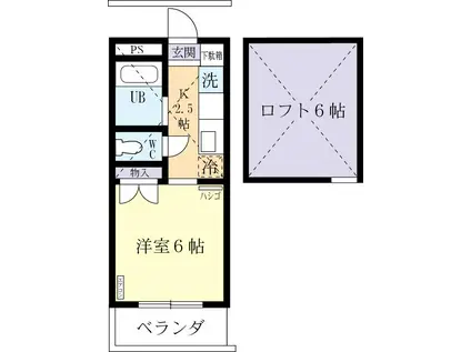 マスヤマハイツ(1K/2階)の間取り写真
