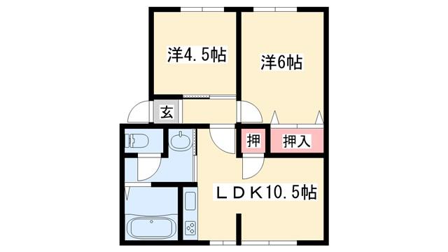 河原サンハイツB(2LDK/1階)の間取り写真
