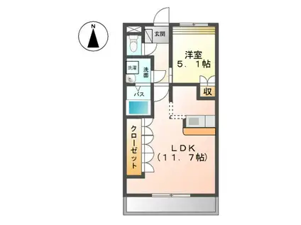 サザンクロス(1LDK/3階)の間取り写真