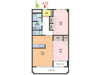 MKマンション(2LDK/5階)の間取り写真