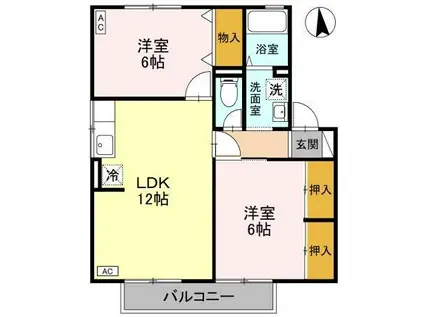 エストセジュールA 高林東町(2LDK/2階)の間取り写真