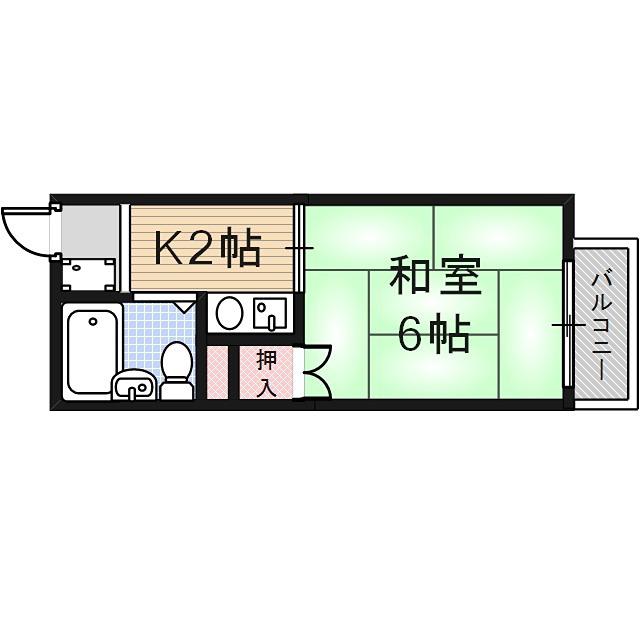 入江ハイツ(1K/1階)の間取り写真