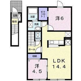 ソレイユ(2LDK/2階)の間取り写真