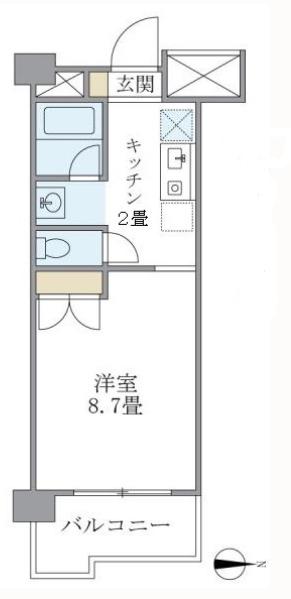 オクトフラッツK(1K/2階)の間取り写真