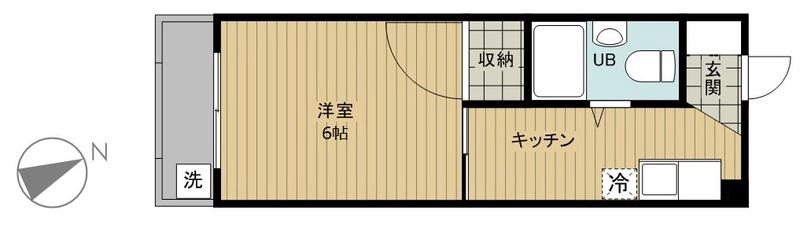 ヴェール西早稲田(1K/2階)の間取り写真