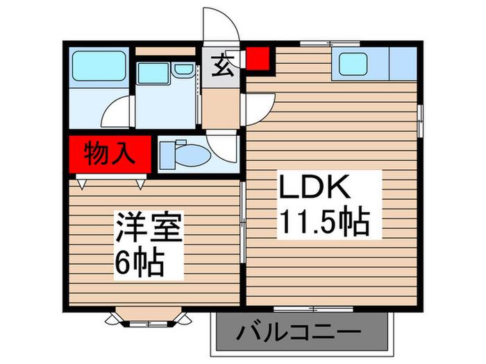 ハイツ若宮(1LDK/1階)の間取り写真