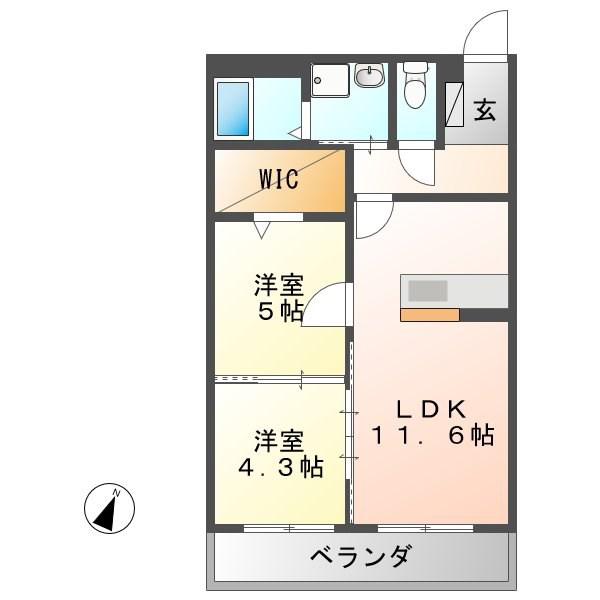H.I.SOPHIA(2LDK/2階)の間取り写真