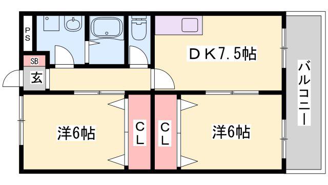 イーストI&D(2DK/3階)の間取り写真