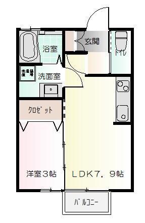 パインズ富塚(1SDK/1階)の間取り写真