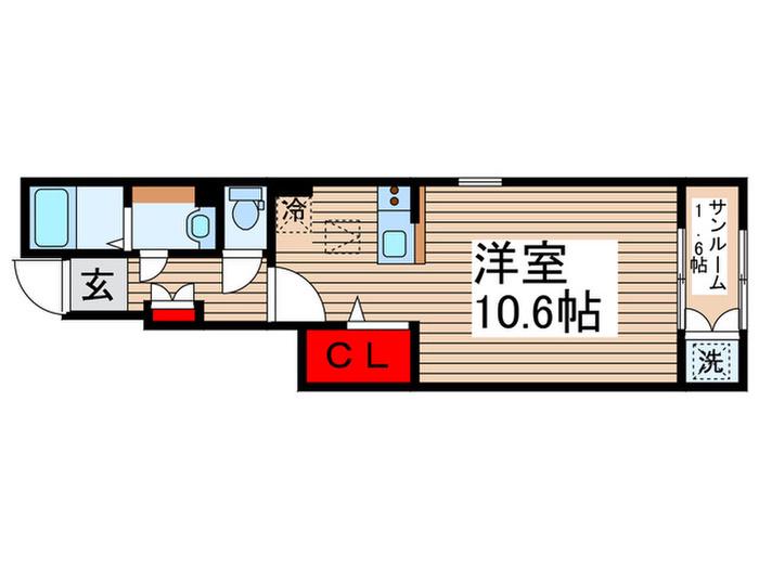 ユヌ ブリーズ(ワンルーム/1階)の間取り写真