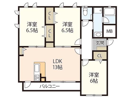 キャピタル岡本II(3LDK/3階)の間取り写真