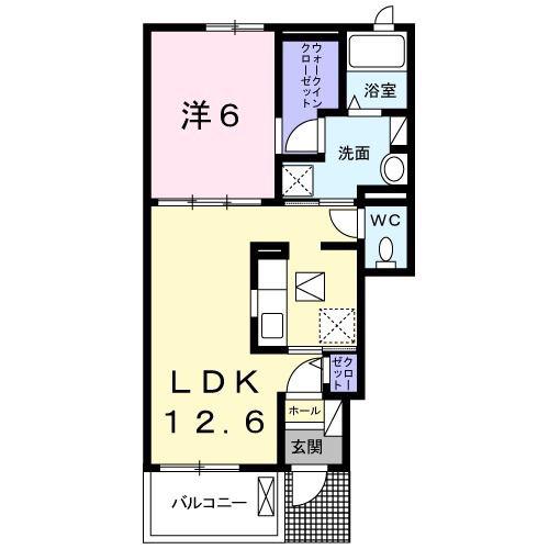 グランデール興浜III(1LDK/1階)の間取り写真