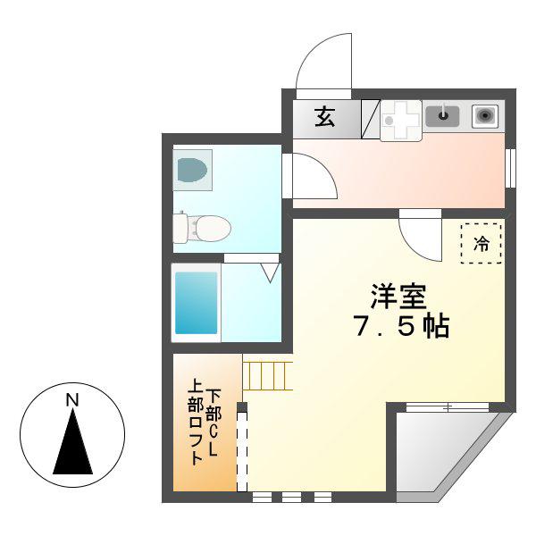 ノヴェル今池(1K/2階)の間取り写真