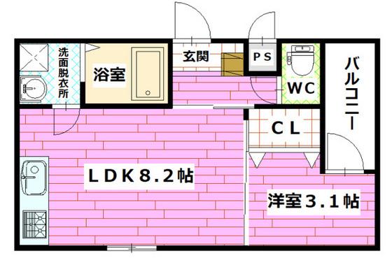 MOVE船越南(1LDK/3階)の間取り写真