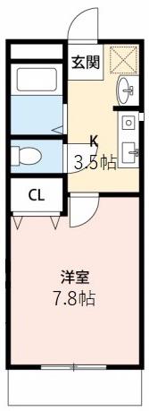 グリーンヒルズ明大寺(1K/1階)の間取り写真