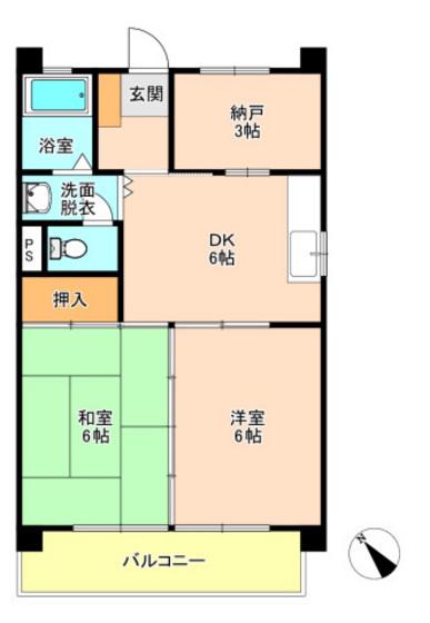 光原ビル(2SDK/2階)の間取り写真