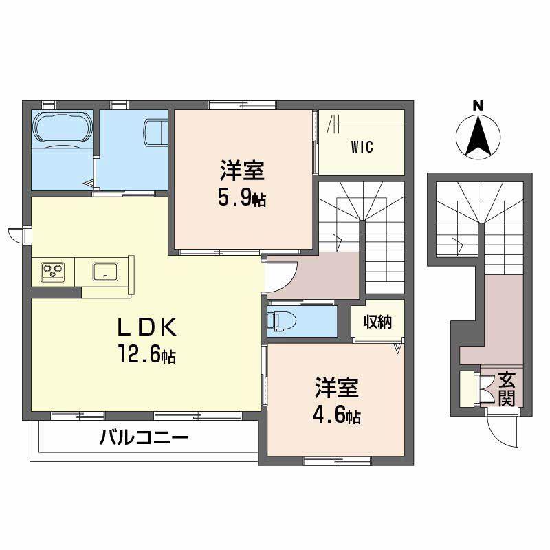 パークハイム土居田 C棟(2LDK/2階)の間取り写真