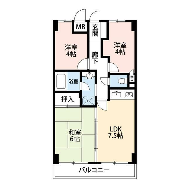 KNSビル(3DK/4階)の間取り写真