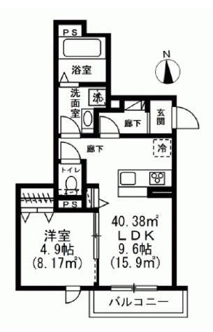 GRAND ESPOIR(1LDK/2階)の間取り写真