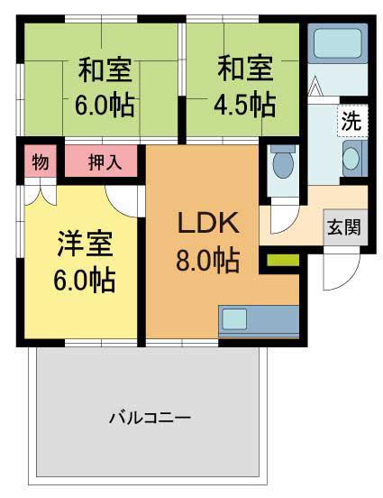 ハイツ村上(3DK/3階)の間取り写真
