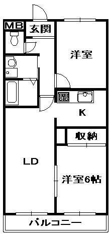 アクロス山口(2LDK/4階)の間取り写真