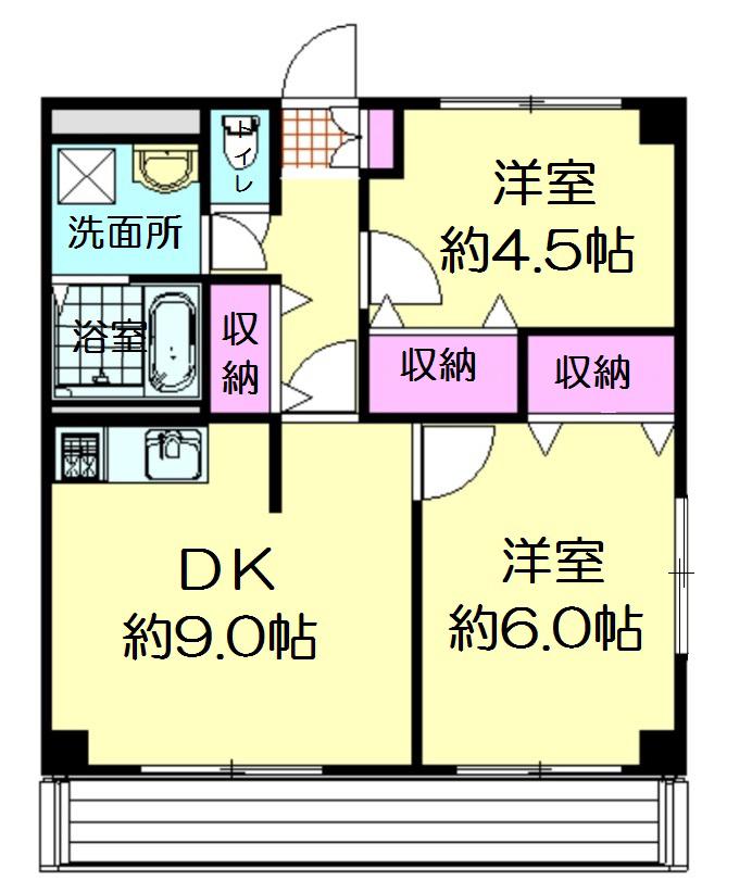 グランドゥール・クシマ(2LDK/1階)の間取り写真