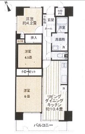 ライオンズマンション姫路船場南(3LDK/4階)の間取り写真