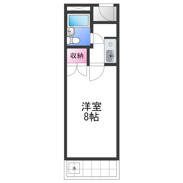 グランドハイツ末広(1K/2階)の間取り写真