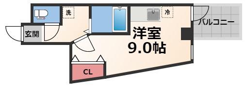アウラ新深江(1K/4階)の間取り写真