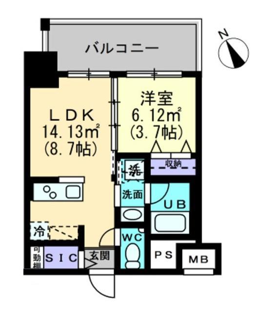 アルファレガロ福田町(1LDK/5階)の間取り写真