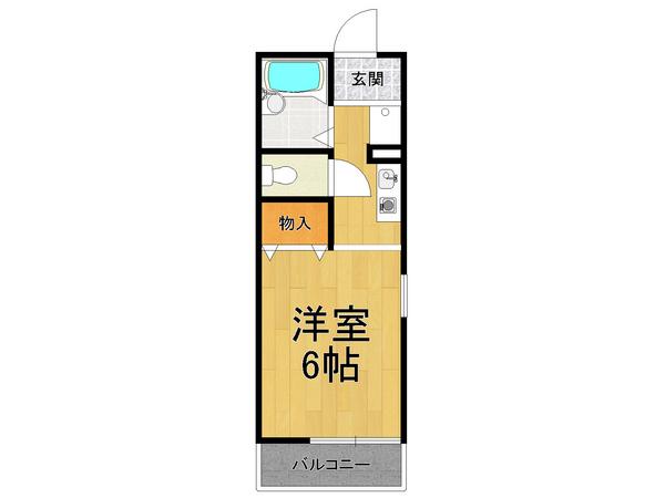 阪急今津線 甲東園駅 徒歩6分 2階建 築34年(1K/2階)の間取り写真