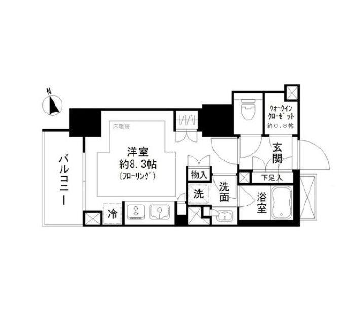 パークリュクス虎ノ門(ワンルーム/7階)の間取り写真