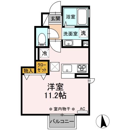 ドゥ・ヴィラージュ吉田(1K/1階)の間取り写真