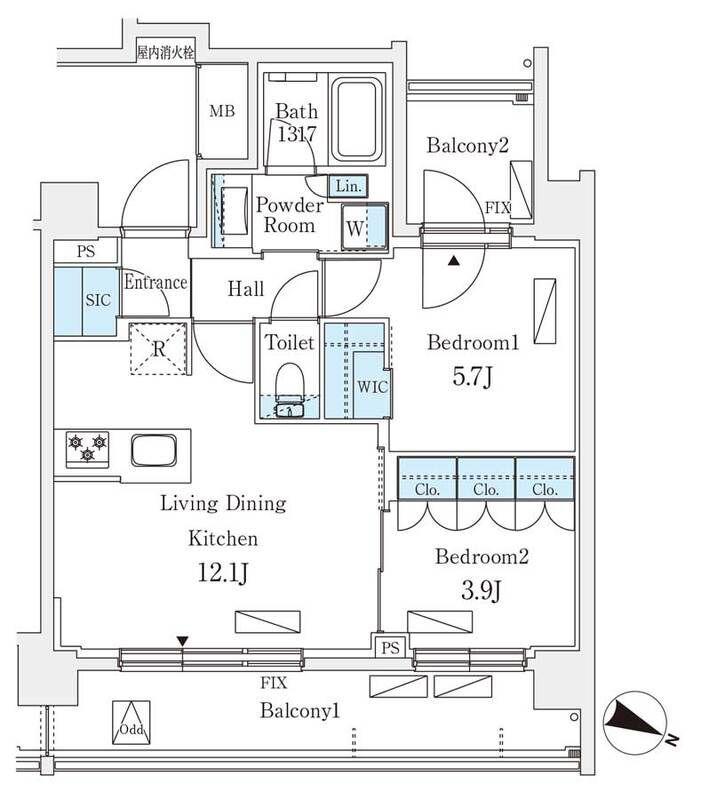 シーズンフラッツ町屋(2LDK/8階)の間取り写真