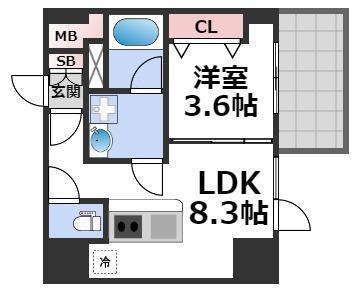 ブエナビスタ難波サウスタワー(1LDK/10階)の間取り写真