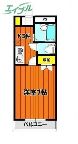 コンホート桑田(1K/1階)の間取り写真